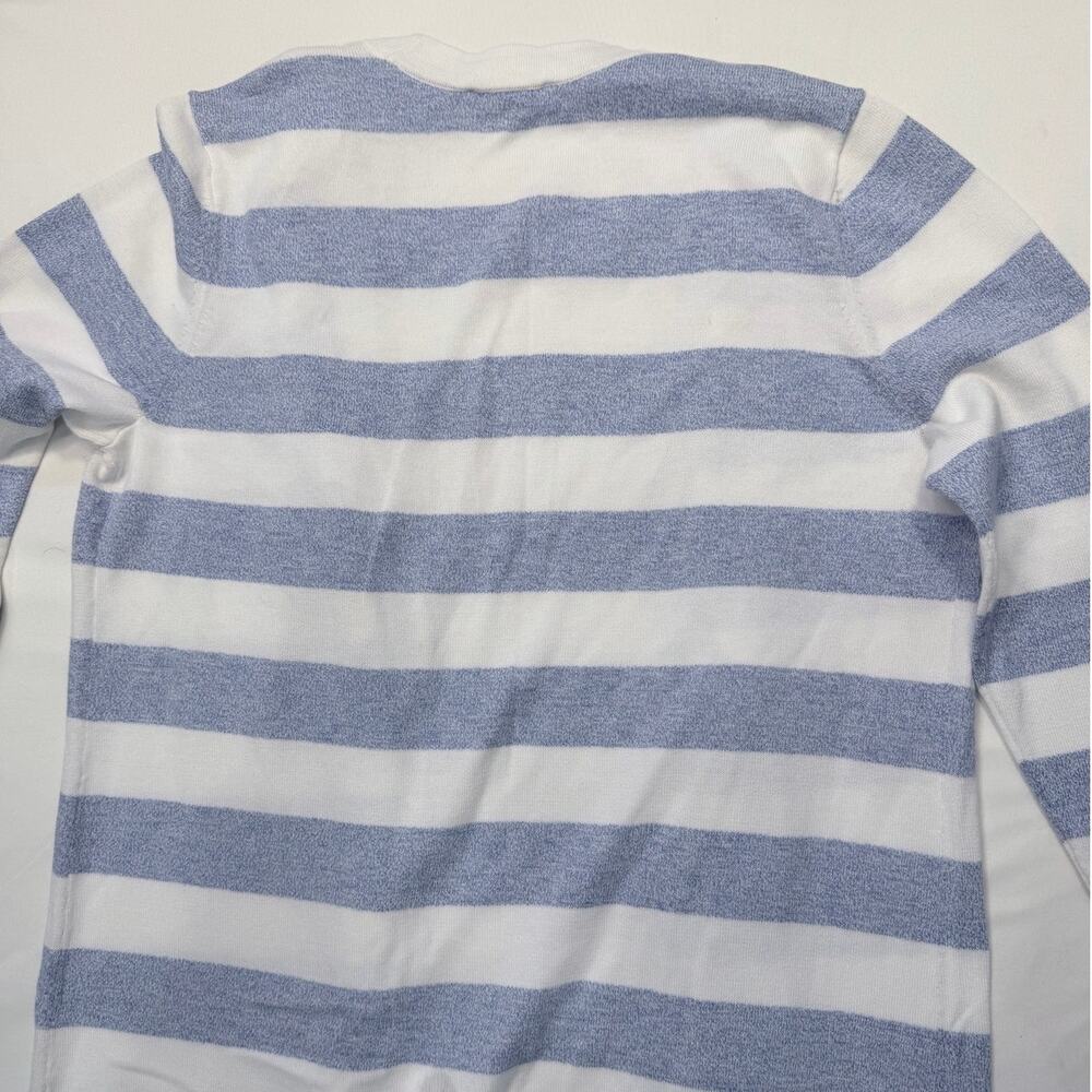 Talbots Longline Cardigan Duster Size Small Blue White Stripe 100% Pima Cotton - Picture 11 of 13